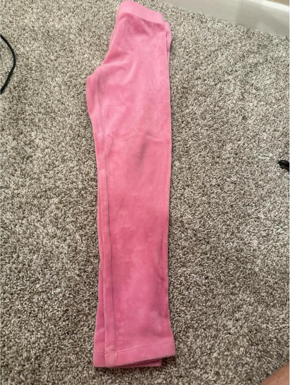 Lilly Pulitzer Velvet Pants Leggings - Girls M 6/7 - Pink Soft Fuzzy Stretch